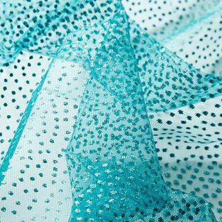 Glitzertüll Minipunkte – světle modra, 
