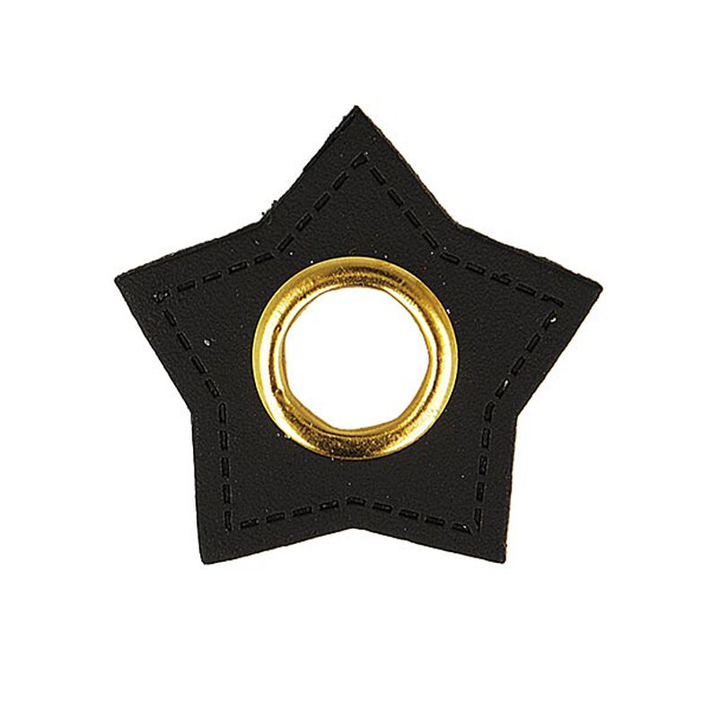 Nášivka s očkem koženková hvězda  [ 4 ks ] – černá,  image number 1