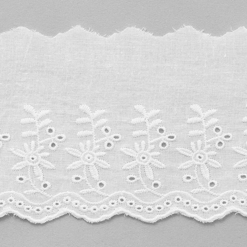 Festonová krajková stuha s květinami [ 9 cm ] – bílá,  image number 1