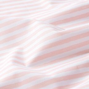 Bavlněná látka Kreton Ležérní pruhy – světle růžová/bílá, 