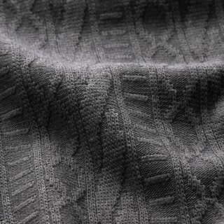 Žakárový žerzej Směs bavlny zdobené proužky – tmavě šedá, 