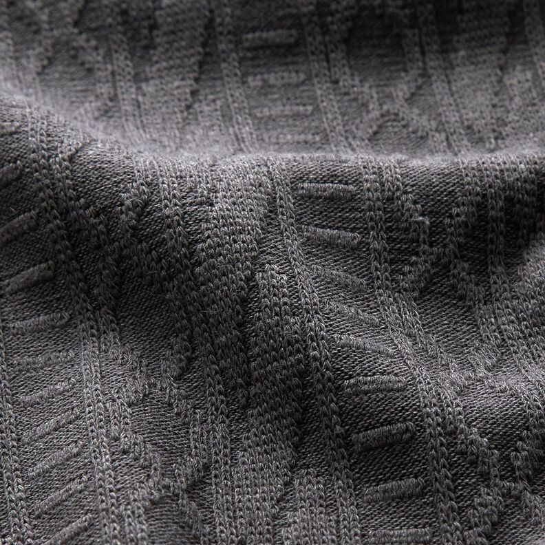Žakárový žerzej Směs bavlny zdobené proužky – tmavě šedá,  image number 2