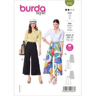 Kalhoty s rozšířenými nohavicemi, Burda 6032 | 34 - 44, 