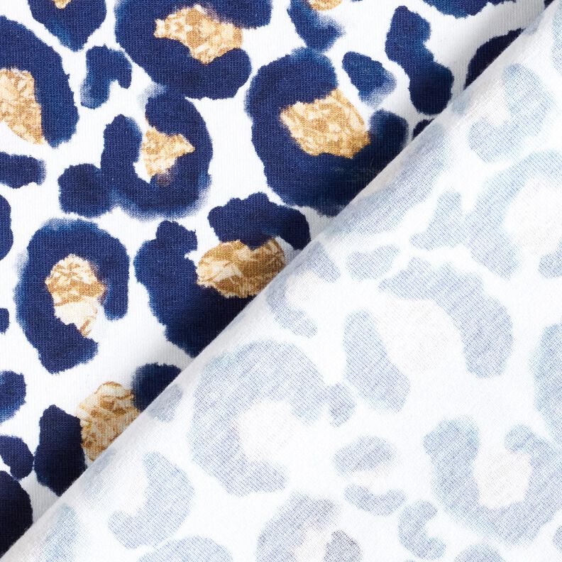 Bavlněný žerzej Leopard se zlatými tečkami | Glitzerpüppi – bílá/indigová,  image number 4