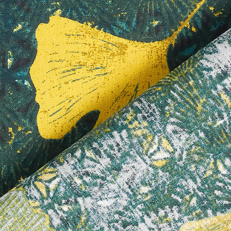 Bavlněný kreton Ginkgo – petrolejová,  image number 4