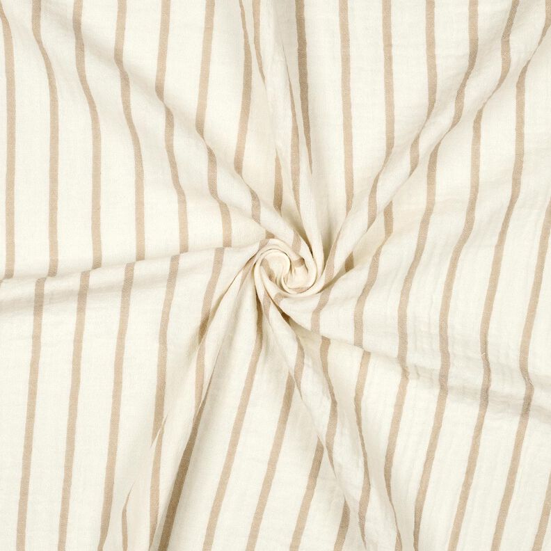Mušelín / dvojitá mačkaná tkanina Barevné pruhy příze | Poppy Fabrics – mandlová/vlněná bílá, image number 3