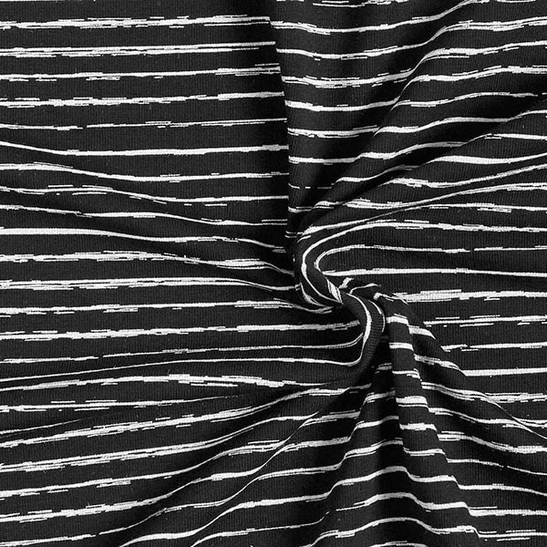 Bavlněný žerzej Klikaté proužky – černá,  image number 3