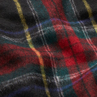Kabátová látka s příměsí vlny skotská kostka – černá/červená, 