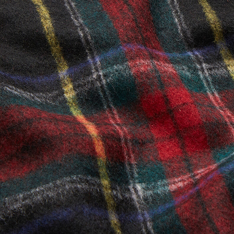 Kabátová látka s příměsí vlny skotská kostka – černá/červená,  image number 2