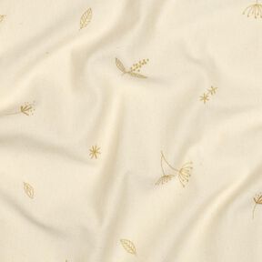 GOTS Bavlněný žerzej Větve a rostliny | Poppy Fabrics – kremová/srnčí hnědá, 
