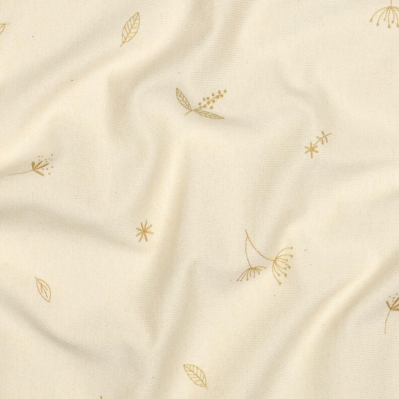 GOTS Bavlněný žerzej Větve a rostliny | Poppy Fabrics – kremová/srnčí hnědá,  image number 2
