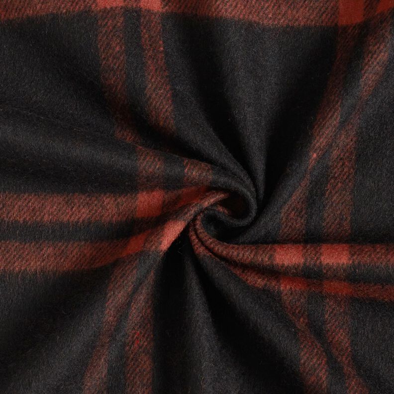Kabátovina ze směsi vlny tartan – terracotta/černá,  image number 4