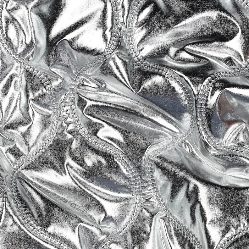 Prošívaná látka Hadí linie – stříbrná metalická,  image number 2