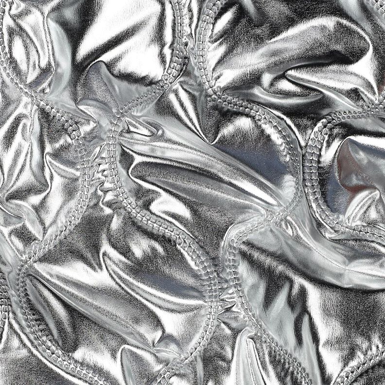 Prošívaná látka Hadí linie – stříbrná metalická, image number 2