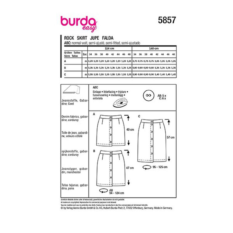 sukně | Burda 5857 | 34-48,  image number 12