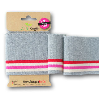GOTS Náplety CUFF ME COLLEGE [ 140 cm | 7,5 cm ] | Albstoffe – šedá/červená, 