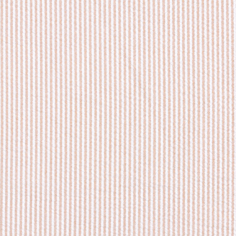 Seersucker bavlněná směs proužkovaná – béžová/vlněná bílá,  image number 1
