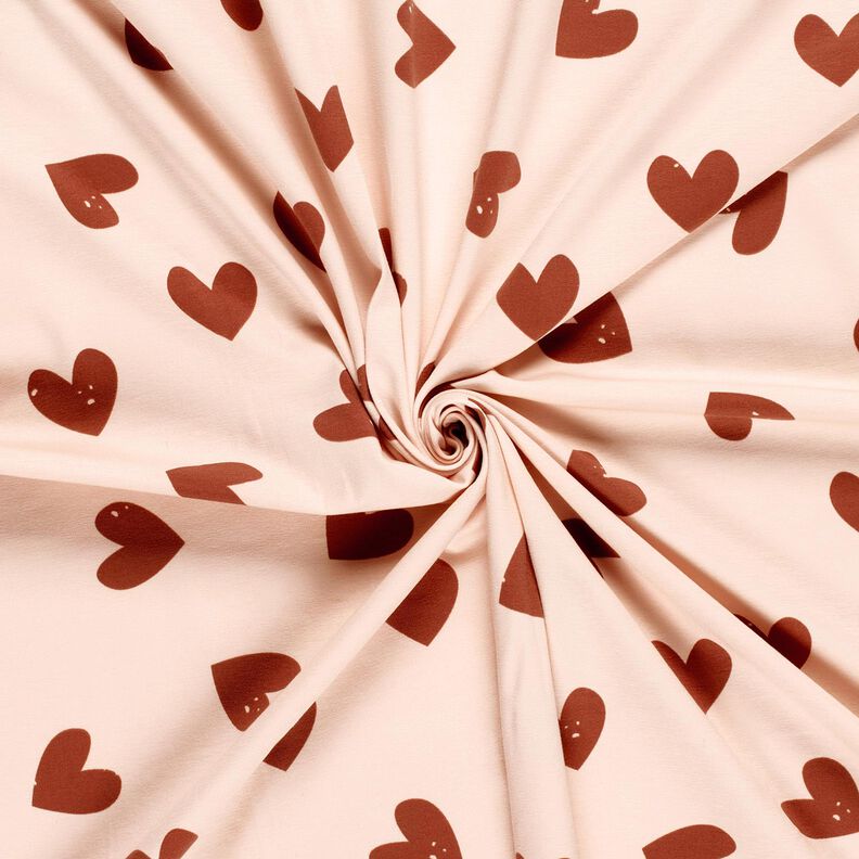 Bavlněný žerzej Velká srdce – rose/tmavě starorůžová,  image number 3