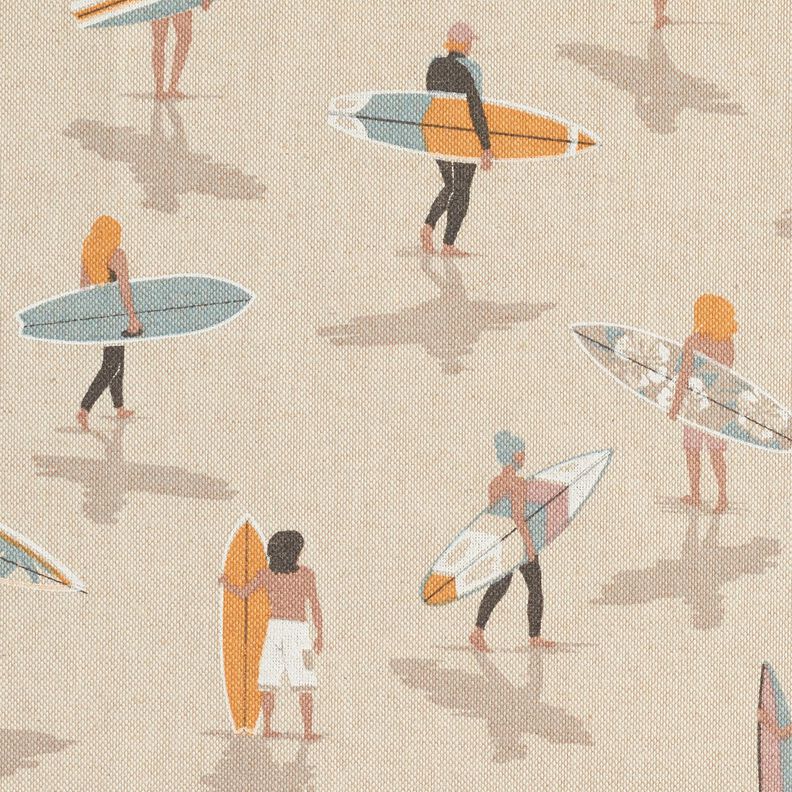 Dekorační látka Polopanama Surfař – eukalyptová/přírodni, image number 5