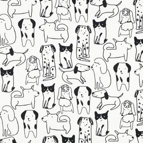 Bavlněný flanel Psi | Poppy Fabrics – bílá/černá, 