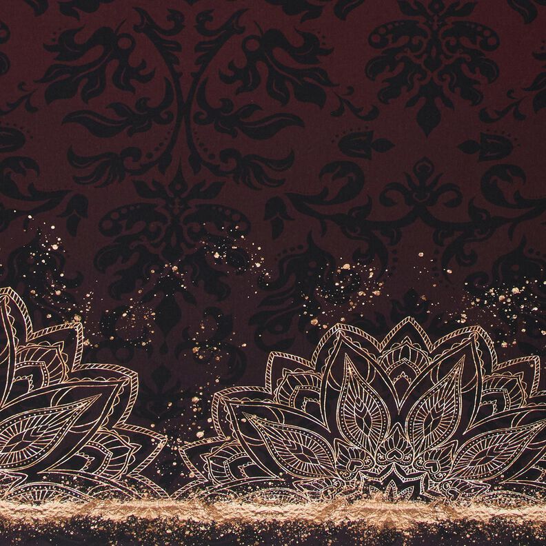 Bavlněný žerzejLátka s bordurou Mandala se zlatými skvrnami | Glitzerpüppi – černohnědá/zlatá, image number 1