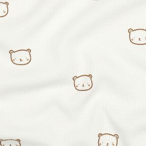 Vaflový žerzej Medvídek | Poppy Fabrics – vlněná bílá/srnčí hnědá, 