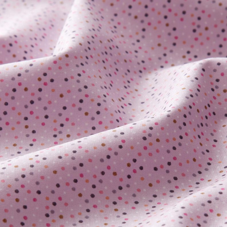 Bavlněný popelín Barevné mini tečky – pastelově fialová,  image number 2