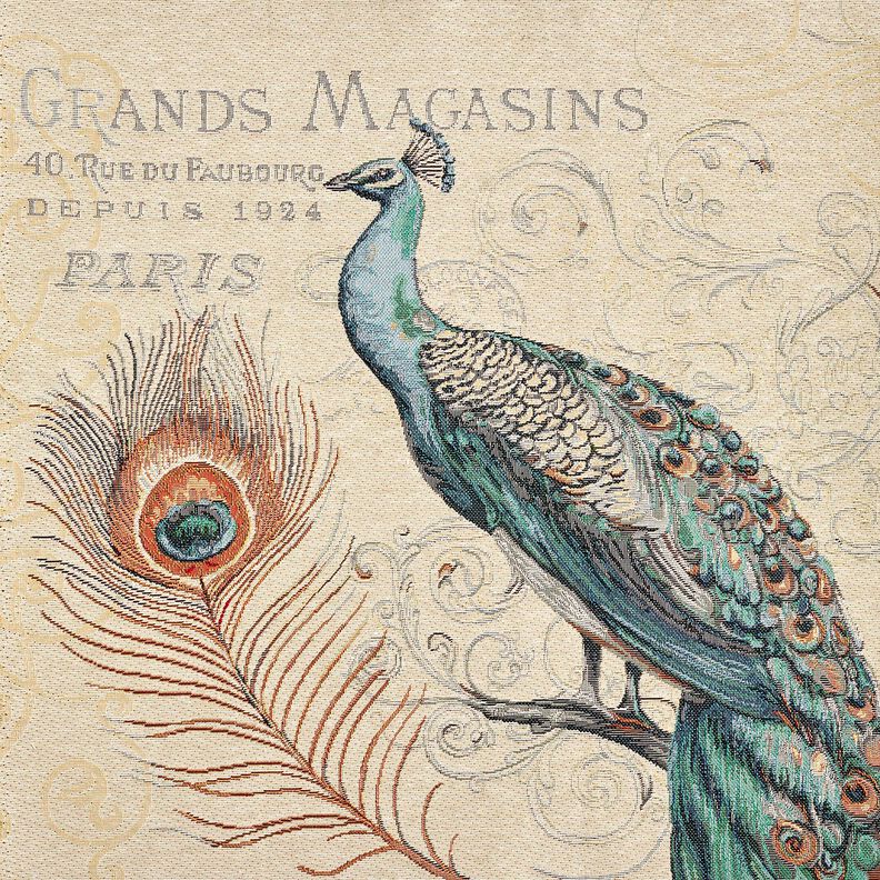 Dekoračn&iacute; panel Gobel&iacute;n P&aacute;v &ndash; světle b&eacute;žov&aacute;/modr&aacute;,  image number 1