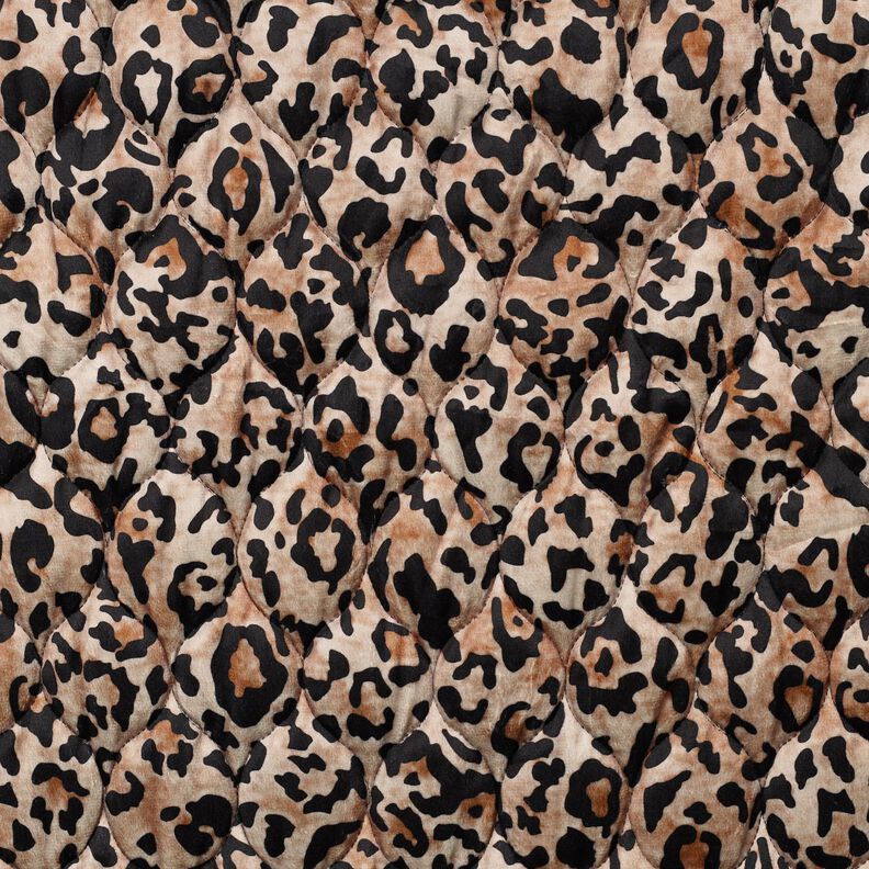 Prošívaná látka Digitální leopardí tisk – světle hnědá/černá, image number 1