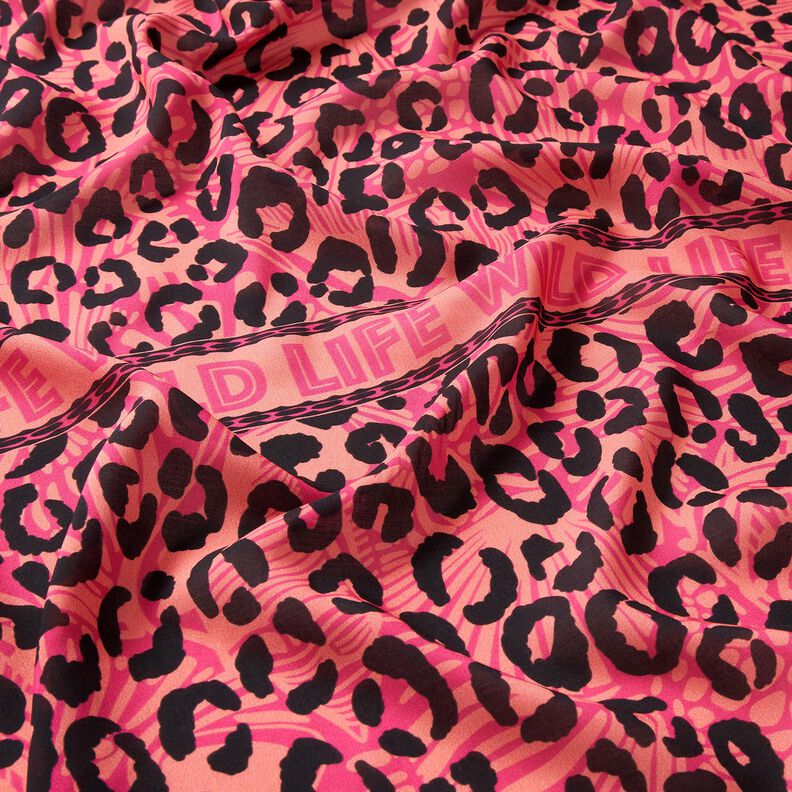 Viskóza Voál Návrh okraje Lva a květin Panel – pink/oranžová,  image number 3
