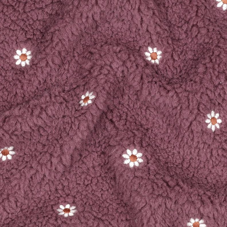 Plyš teddy Vyšívané kytičky | Poppy Fabrics – tmavě starorůžová,  image number 2