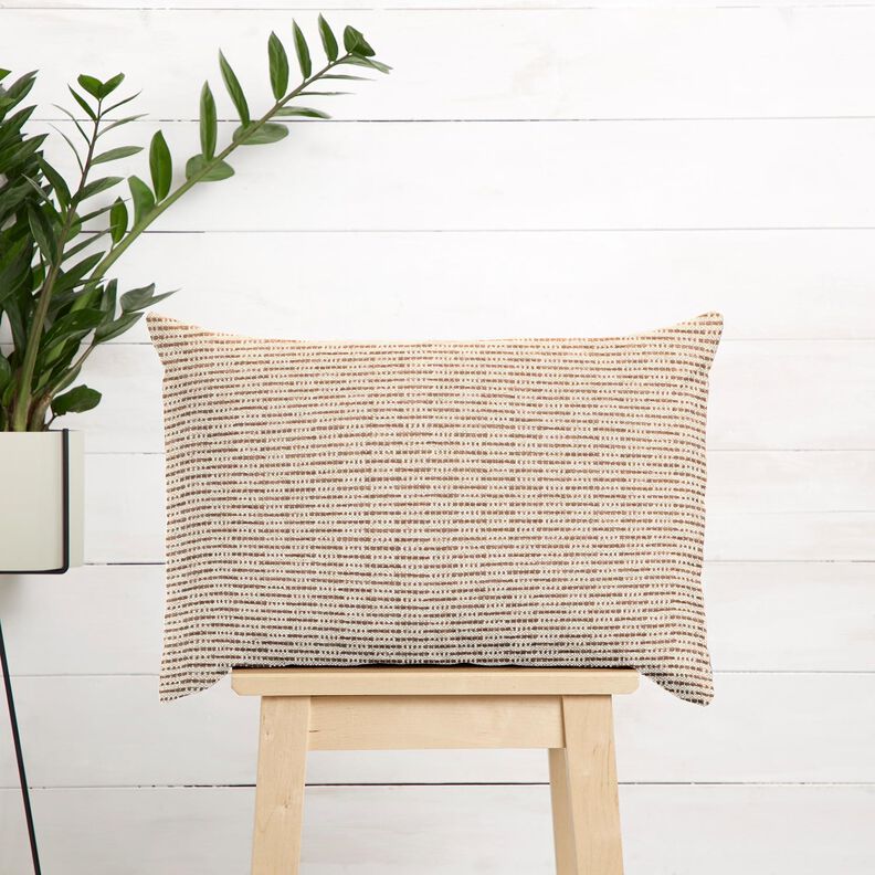 Dekorační látka Žakár Rustikální pruhy – středně hnědá/přírodni,  image number 6