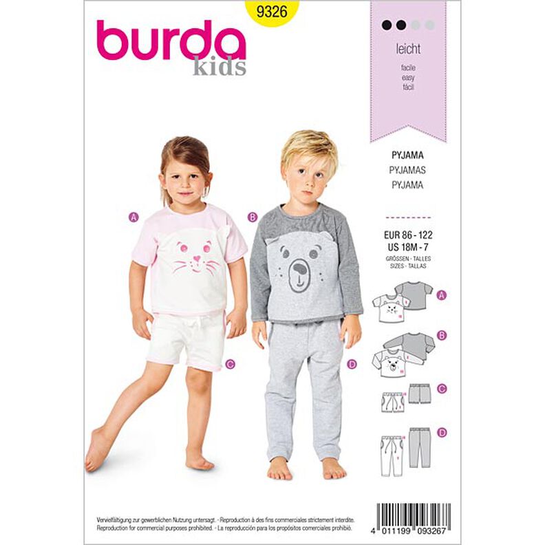 Dětské pyžamo, Burda 9326 | 86 - 122,  image number 1