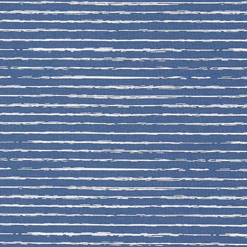 Bavlněný žerzej Klikaté proužky – džínově modrá,  image number 1