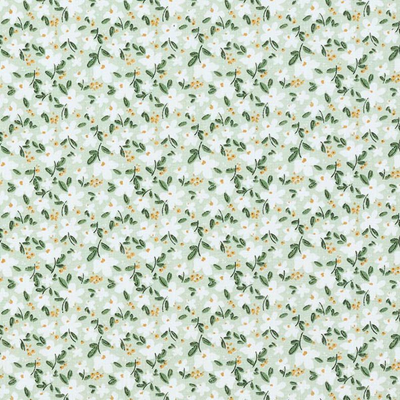 Organická bavlna popelín jemné květy – světle mátová,  image number 1