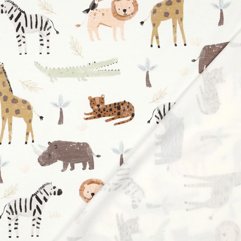 Bavlněný žerzej Stepní zvířata digitální potisk | Poppy Fabrics – slonová kost/tmavě hnědá, image number 4