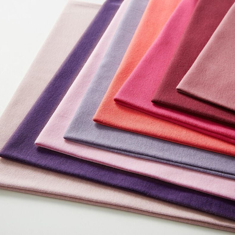 Bavlněný žerzej Medium jednobarevný – purpurová, image number 7