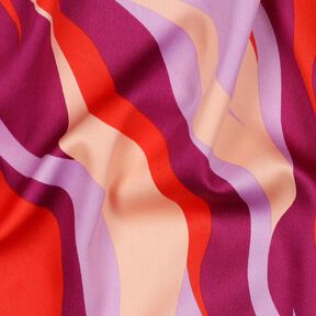 Bavlněný satén Retro vlny | Poppy Fabrics – purpurová/oranžová, 