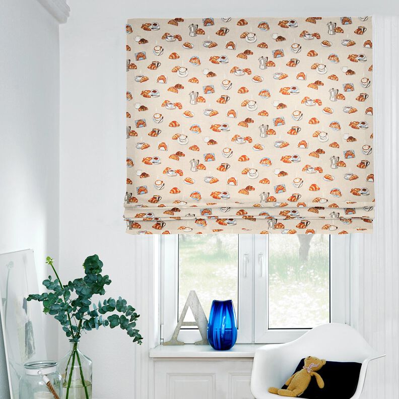 Dekorační látka Polopanama Čerstvé croissanty – světle hnědá/přírodni,  image number 5