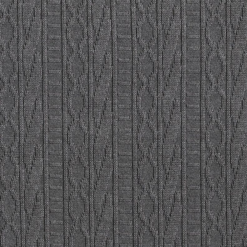 Žakárový žerzej Směs bavlny zdobené proužky – tmavě šedá,  image number 1