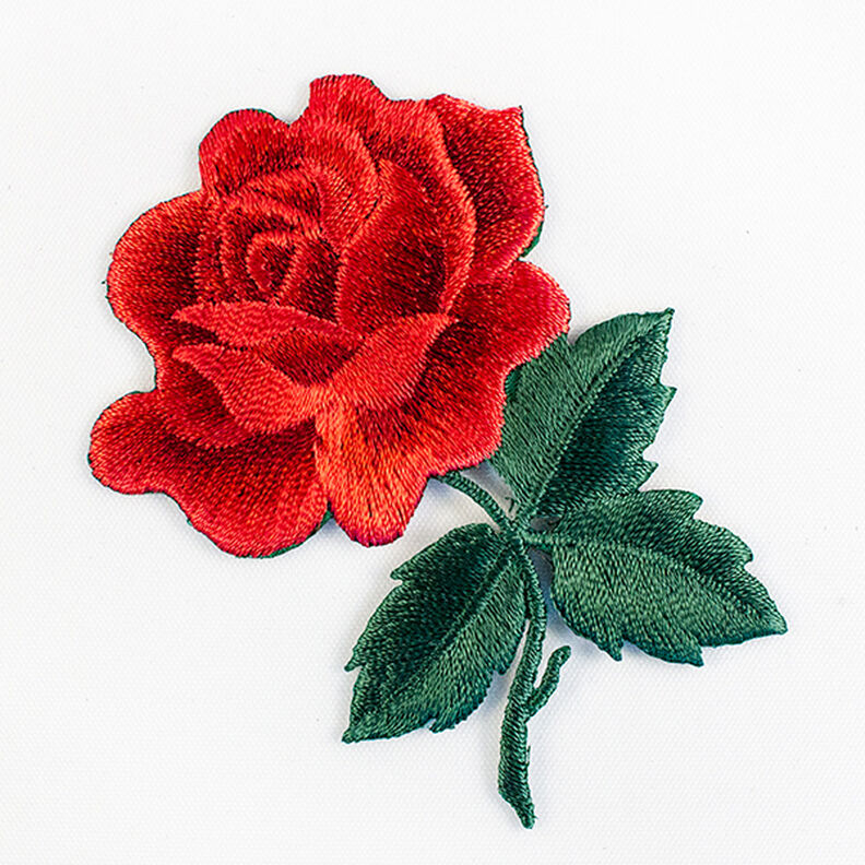 Aplikace Růže [ 7 x 7 cm ] – červená/zelená,  image number 1