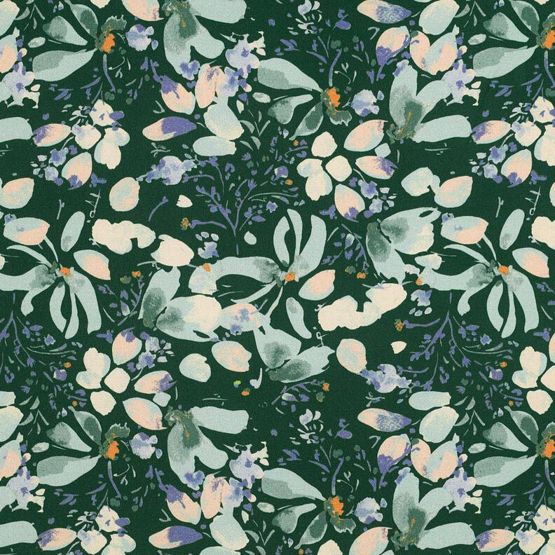 Viskózová tkanina Digitální tisk jarních květů – tmavě zelená/světle mátová,  image number 1
