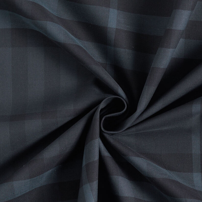 Látka na košile tartanová kostka – noční modrá/černá,  image number 3