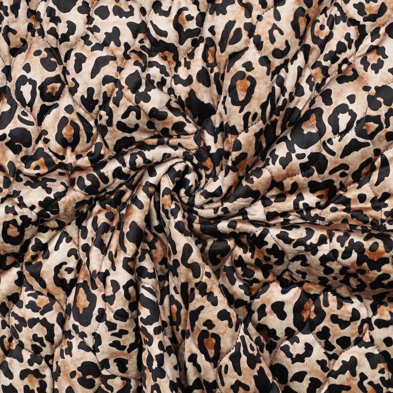 Prošívaná látka Digitální leopardí tisk – světle hnědá/černá, image number 3