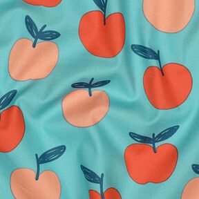 Bavlněný popelín Velká jablka | Poppy Fabrics – modrá aqua/lososová, 