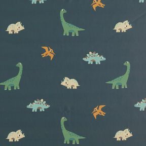 Látka na pláštěnky Šťastní dinosauři digitální potisk – granitová, 