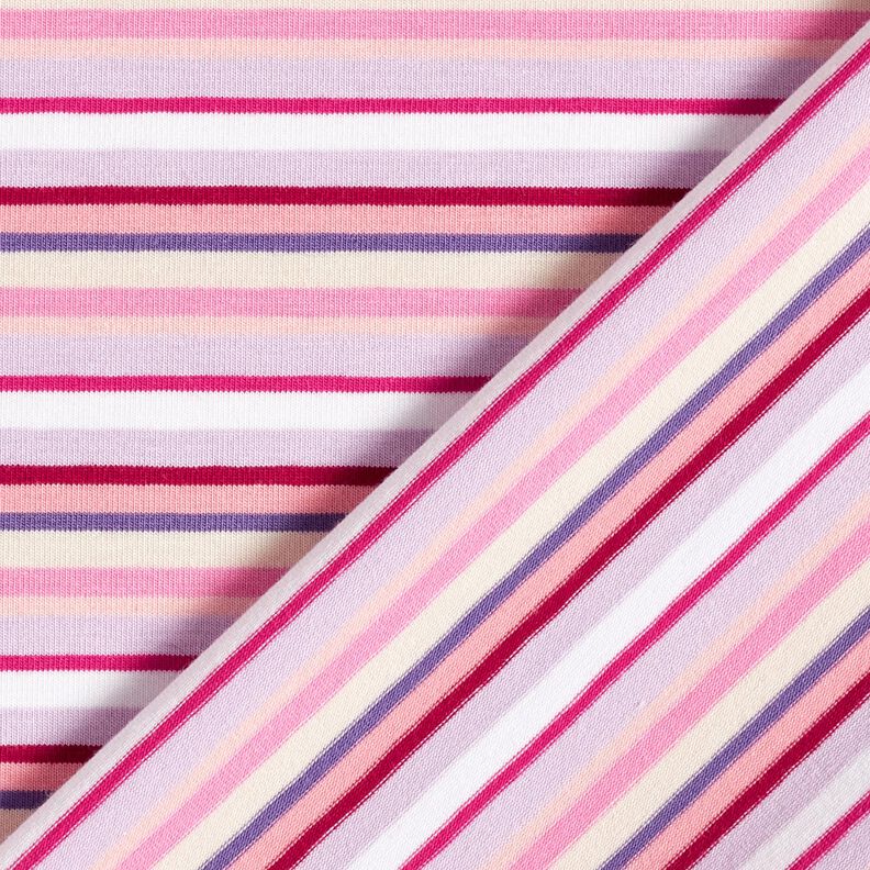 Bavlněný žerzej Úzké proužky – šeříková/pink, image number 4