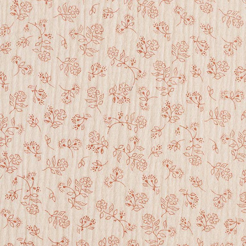 Mušelín / dvojitá mačkaná tkanina Malé úponky květů – přírodni,  image number 1