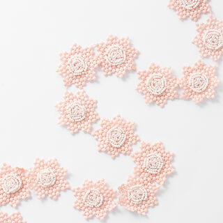 Krajková stuha Květiny [45 mm] – růžová/bílá, 