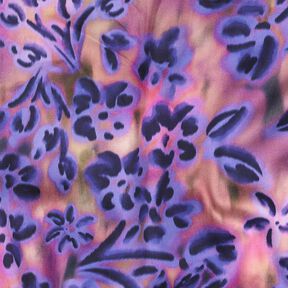 Bavlněný satén Akvarelové květiny digitální potisk | Poppy Fabrics – cashew (béžová)/světle fialova, 